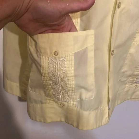 Guayabera by Haband of Paterson yellow mens shirt L - Picture 5 of 10